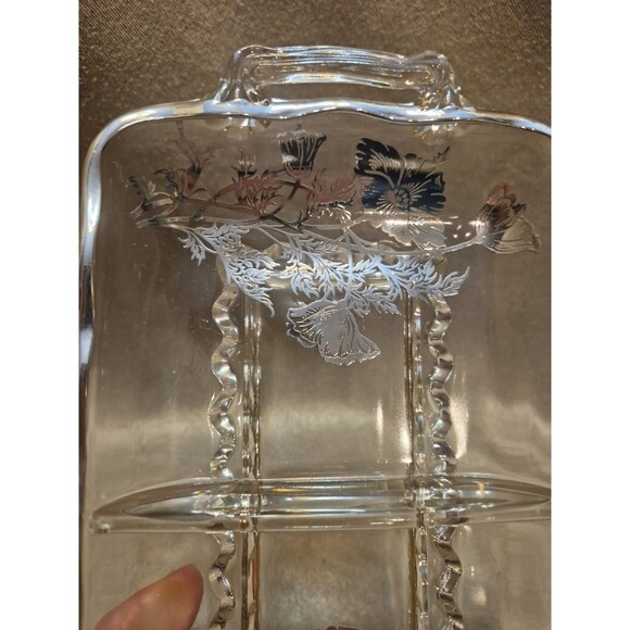 Viking Glass Princess Poppy Sterling Overlay 2 Part Divided Dish Silver City - Picture 4 of 13